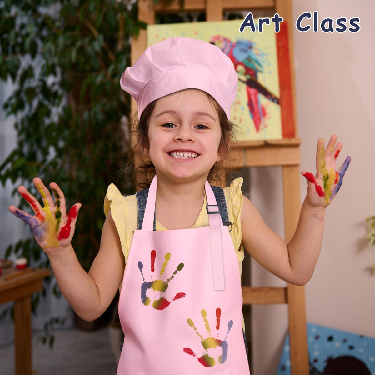 IAGBIBUI Kids Apron and Chef Hat Set – 16-Piece Adjustable Multicolor for Cooking, Baking & Painting (Ages 6–13)