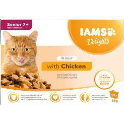 Iams Delights Senior Cat Chicken in Jelly 12pk 7+ Years , 85g