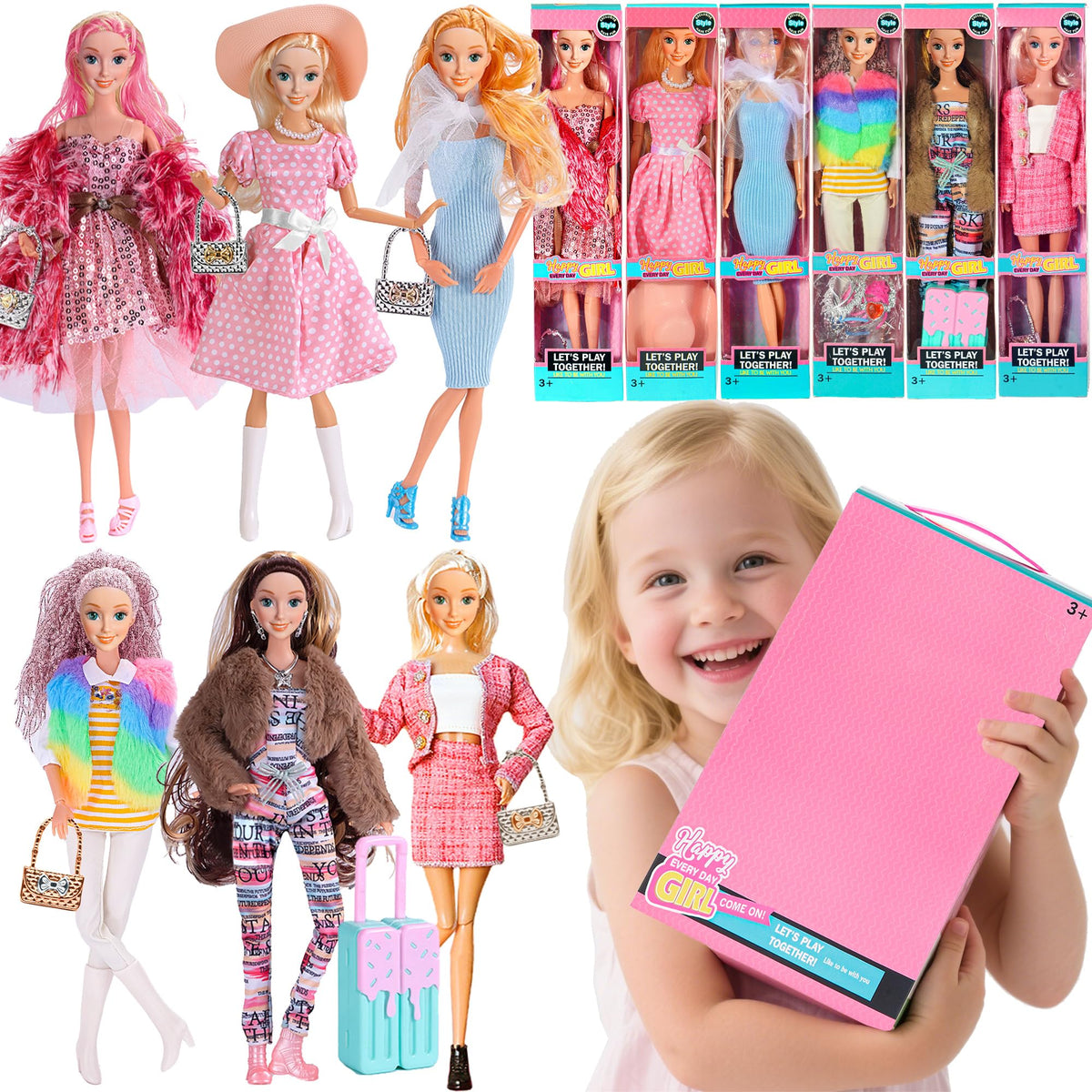 iBayda 6 Pack Fashion Dolls – 11.5-inch Princess Dolls with Outfits, Accessories & Gift Box
