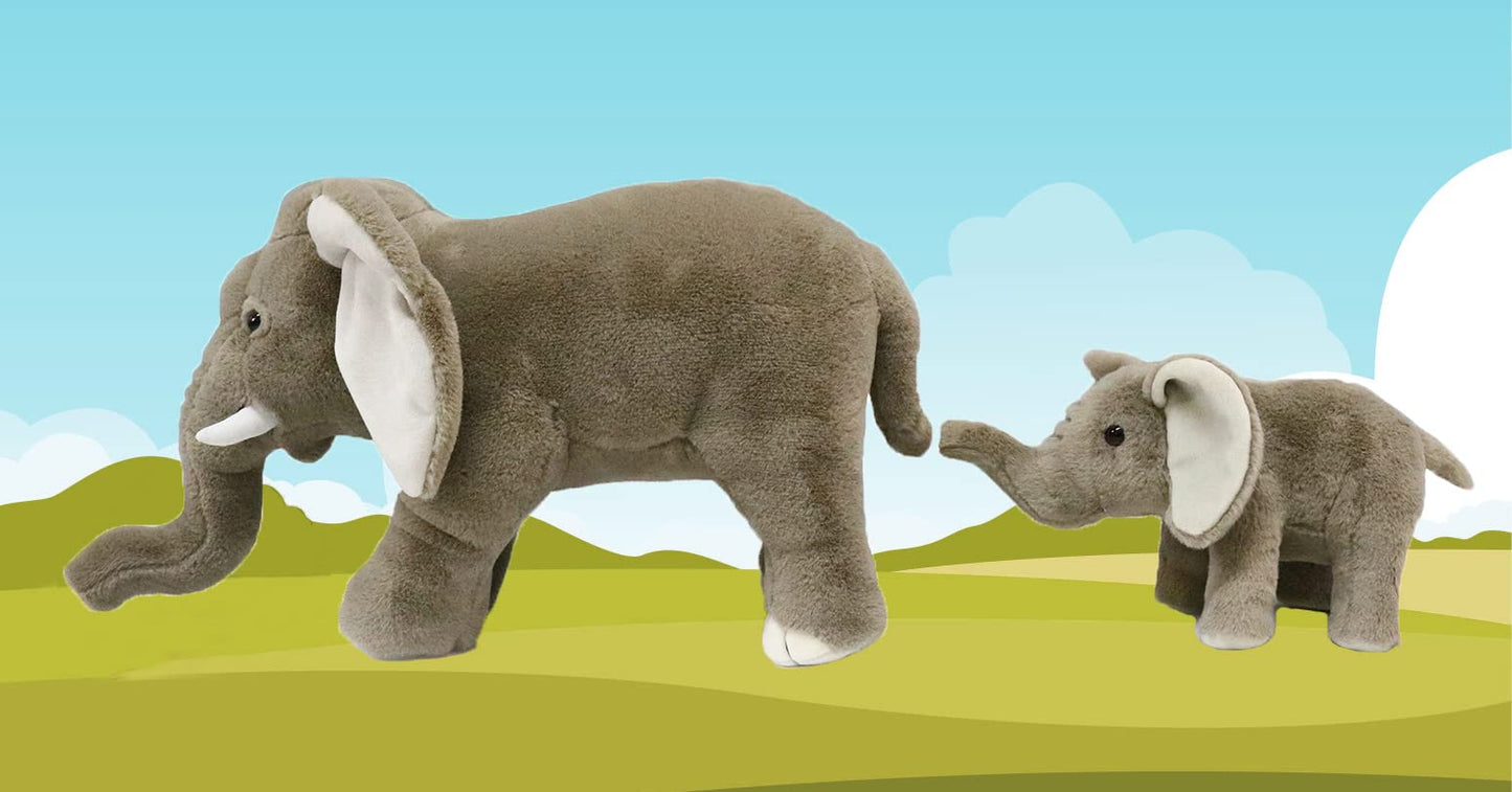 Ice King Bear Mom & Baby Elephant Stuffed Animals Set | Plush Zoo Toys