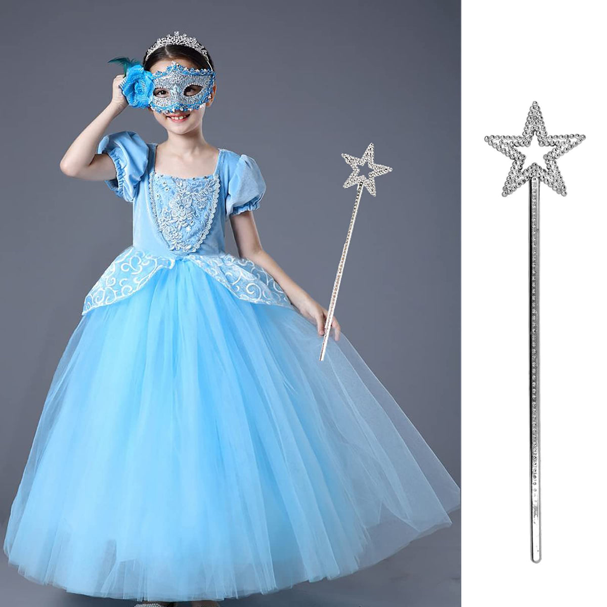 ICEYLI Star Wand 13-Inch Silver Fairy Wand for Princess Parties & Favors