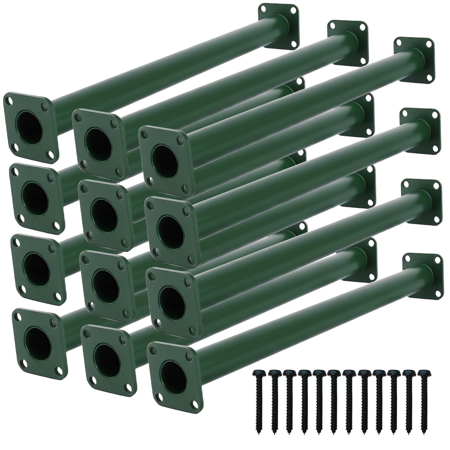 ICokin 16.5-inch Outdoor Monkey Bars – Set of 12, Green Steel Playground Climbing Kit with Mounting Plates