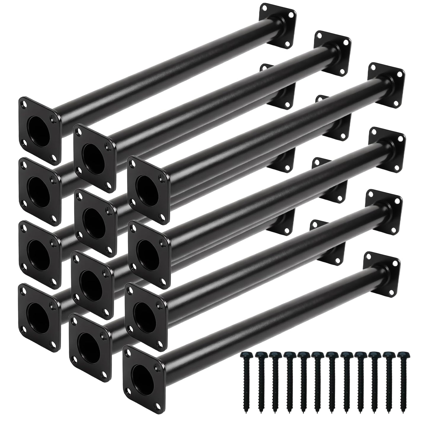 ICokin 16.5-inch Outdoor Monkey Bars – Set of 12, Black Metal, Mounting Plates Included