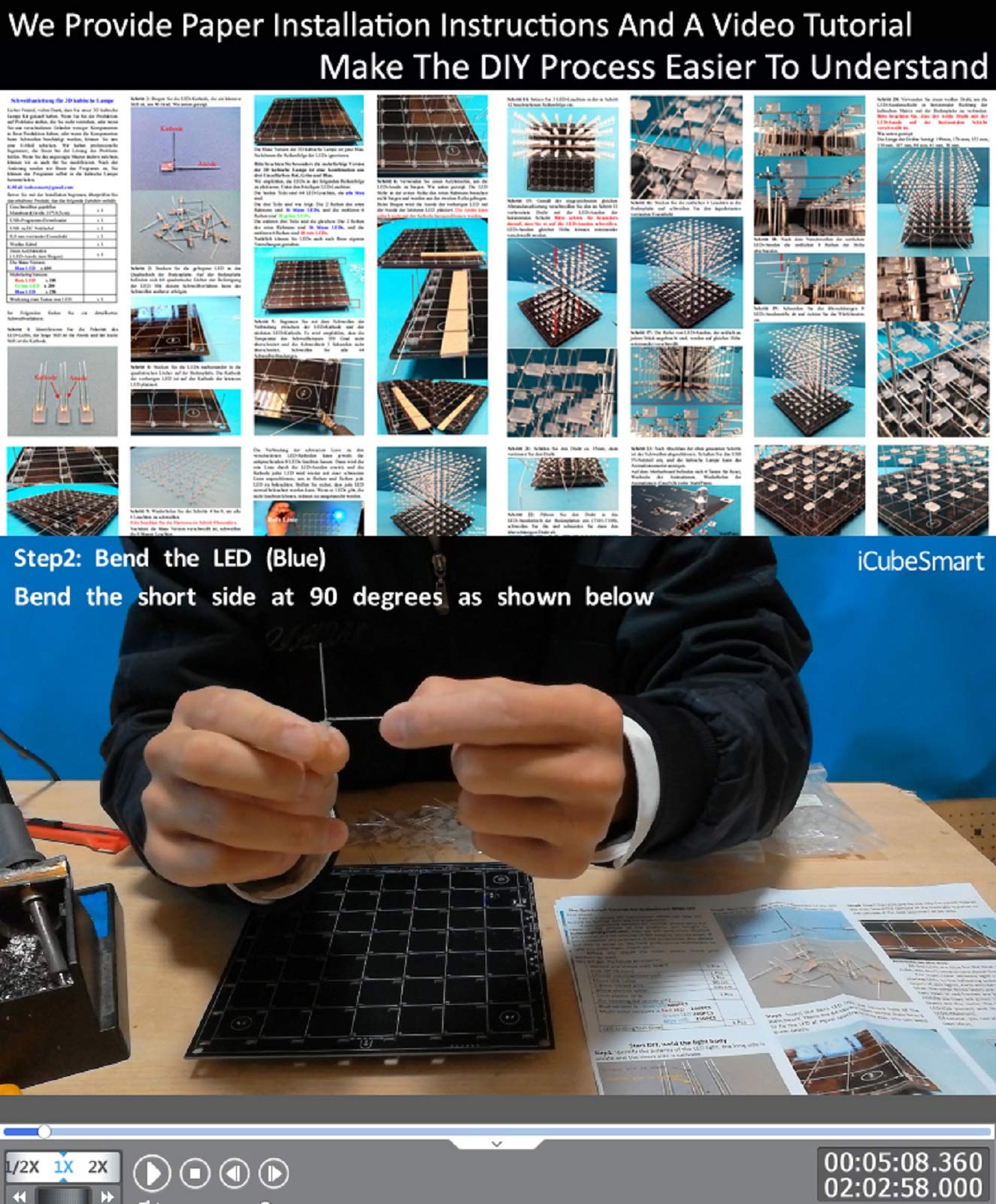 iCubeSmart 3D LED Cube Kit 8x8x8 (3D8S-MULTI) | DIY Soldering Electronics Project
