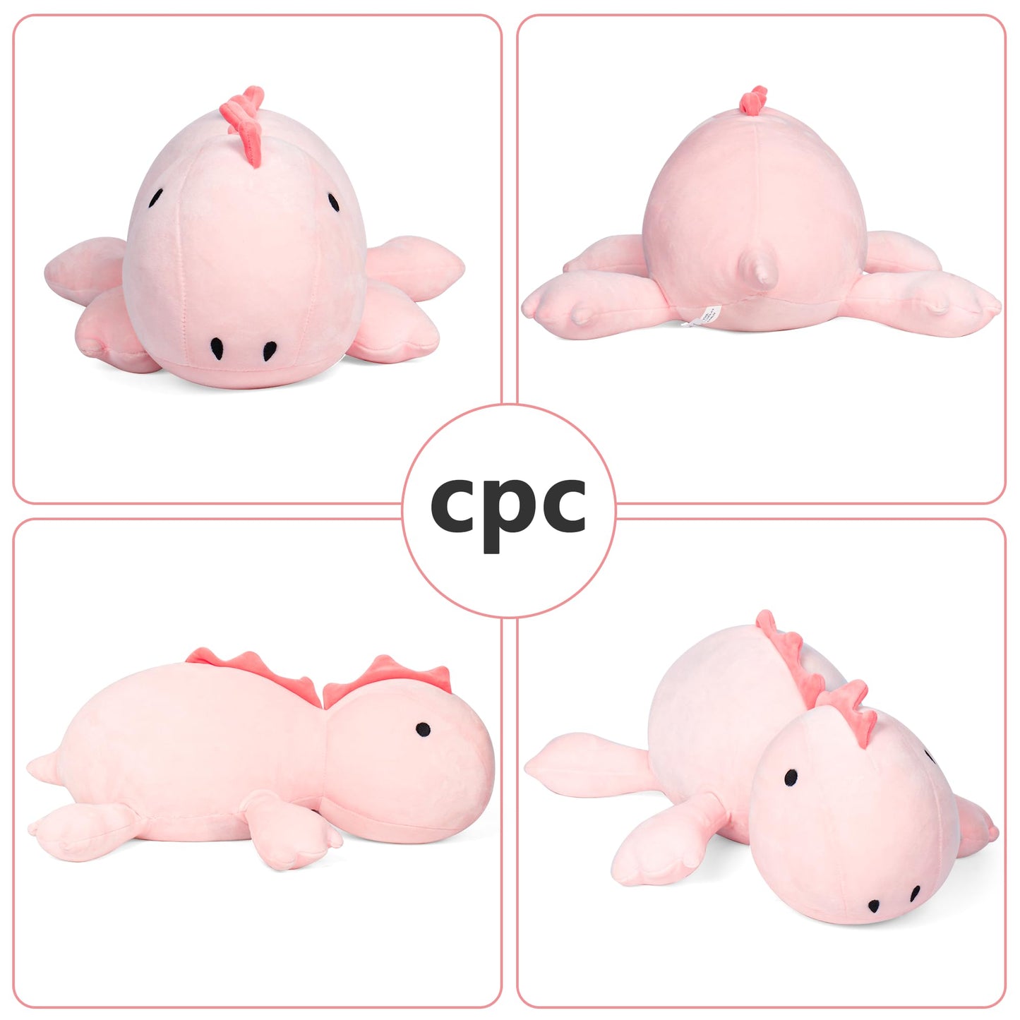 IdeaMeme 22in Weighted Dino Plush - 3.5 lbs Pink Pillow for Kids and Adults