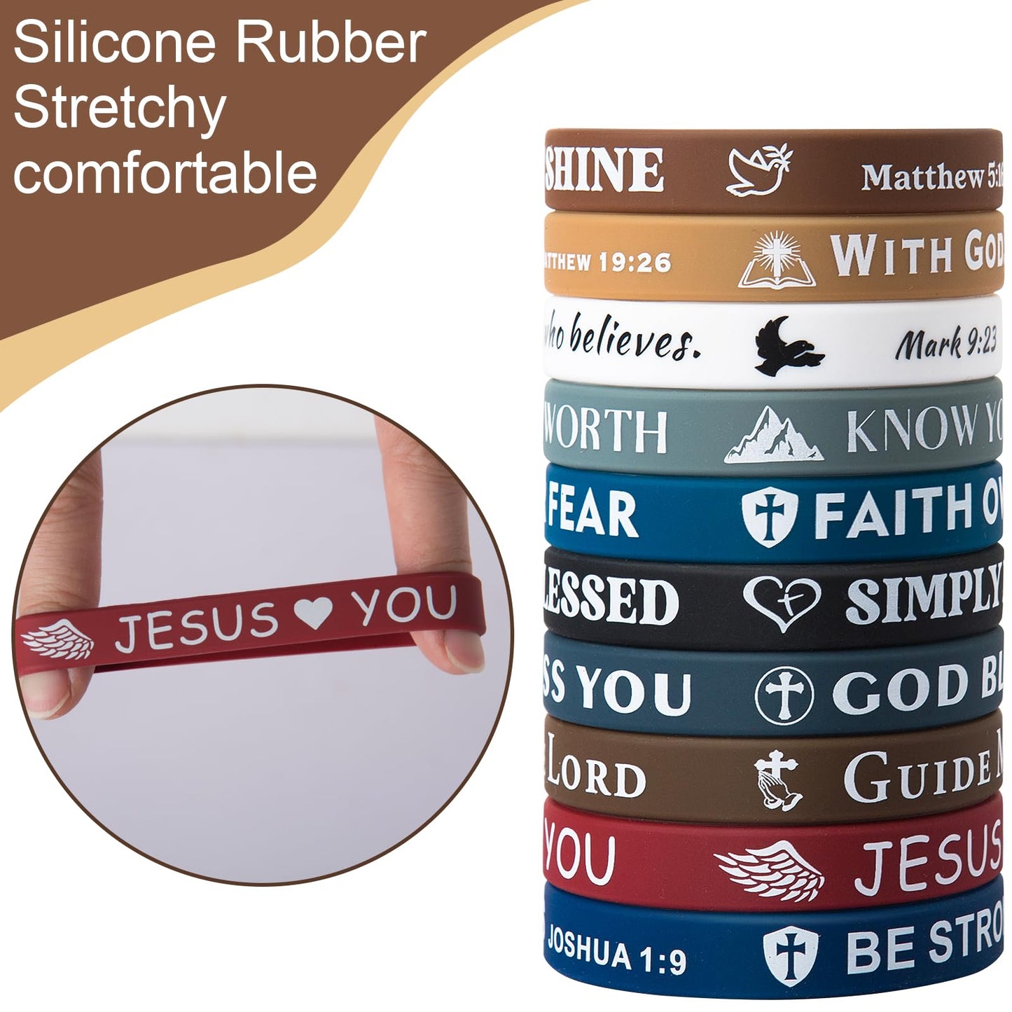 IDREAMBAND Bible Verse Bracelets – 80-Piece Silicone Wristbands, Comfortable & Lightweight Christian Gifts