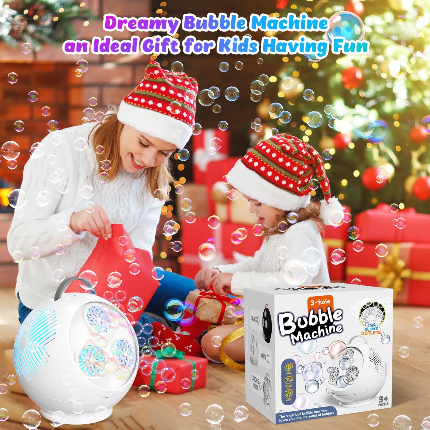 IFLOVE Bubble Machine for Kids – 360° Rotating Spherical Bubble Maker with LED Light (Rechargeable, 3+ Age)