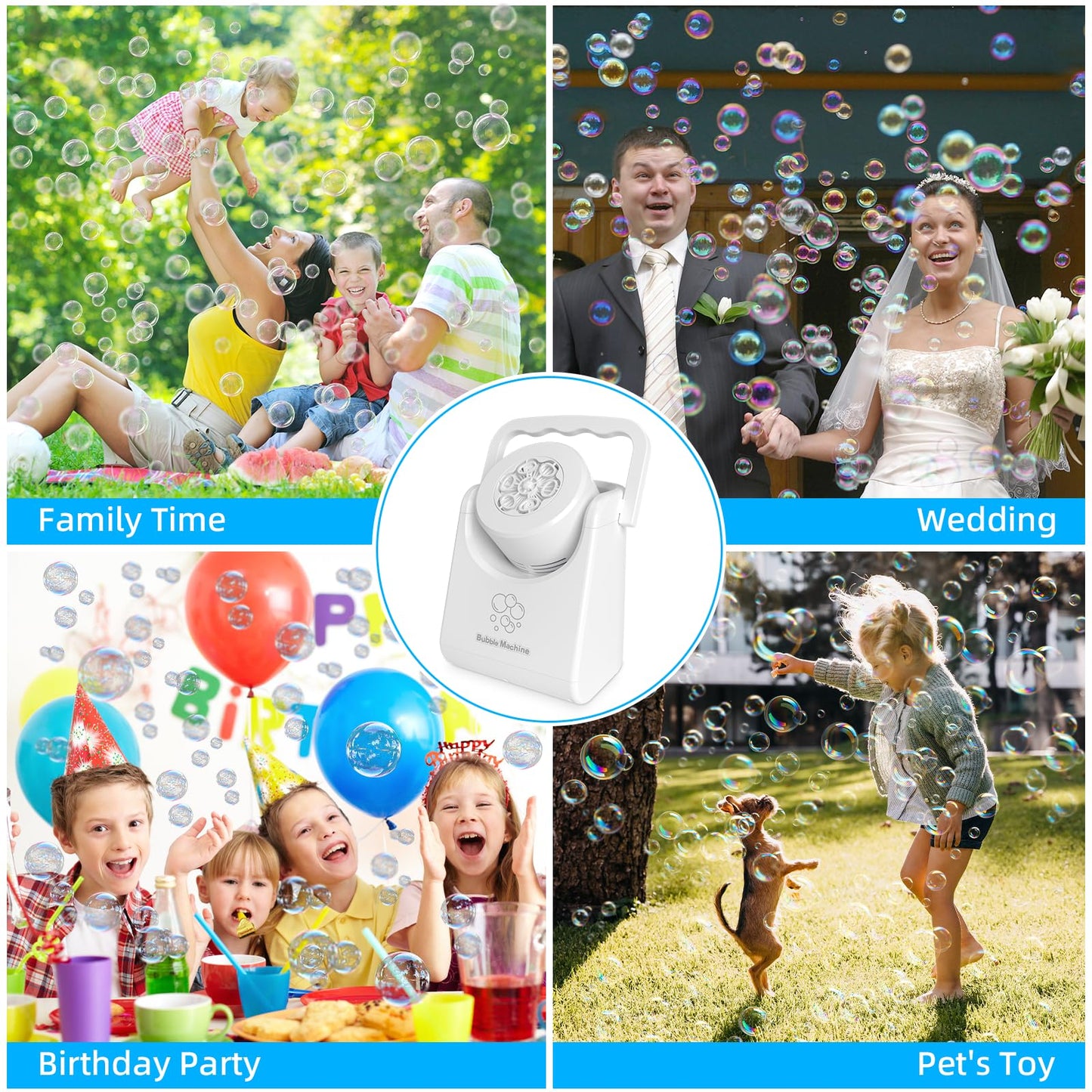 IFLOVE Bubble Machine for Kids – Automatic Bubble Blower with Adjustable Angle, Portable Toy for 3-8 Year Olds