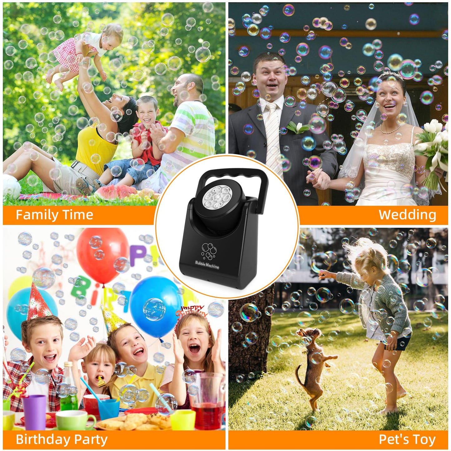 IFLOVE Bubble Machine for Kids – Automatic Bubble Blower, Adjustable Angle, Battery-Powered Outdoor Toy