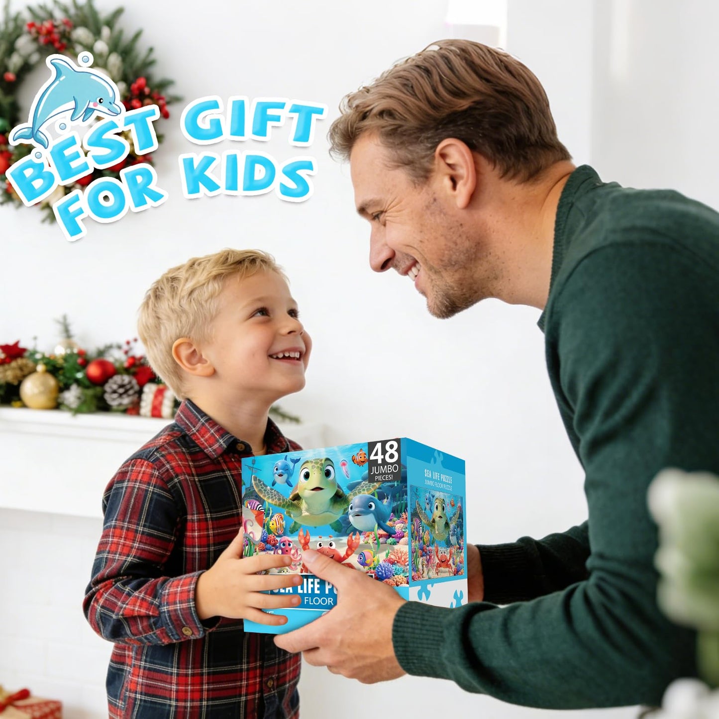 IFLOVE Jumbo Floor Puzzle – 48-Piece Sea Life Kids Puzzle for Ages 3-6