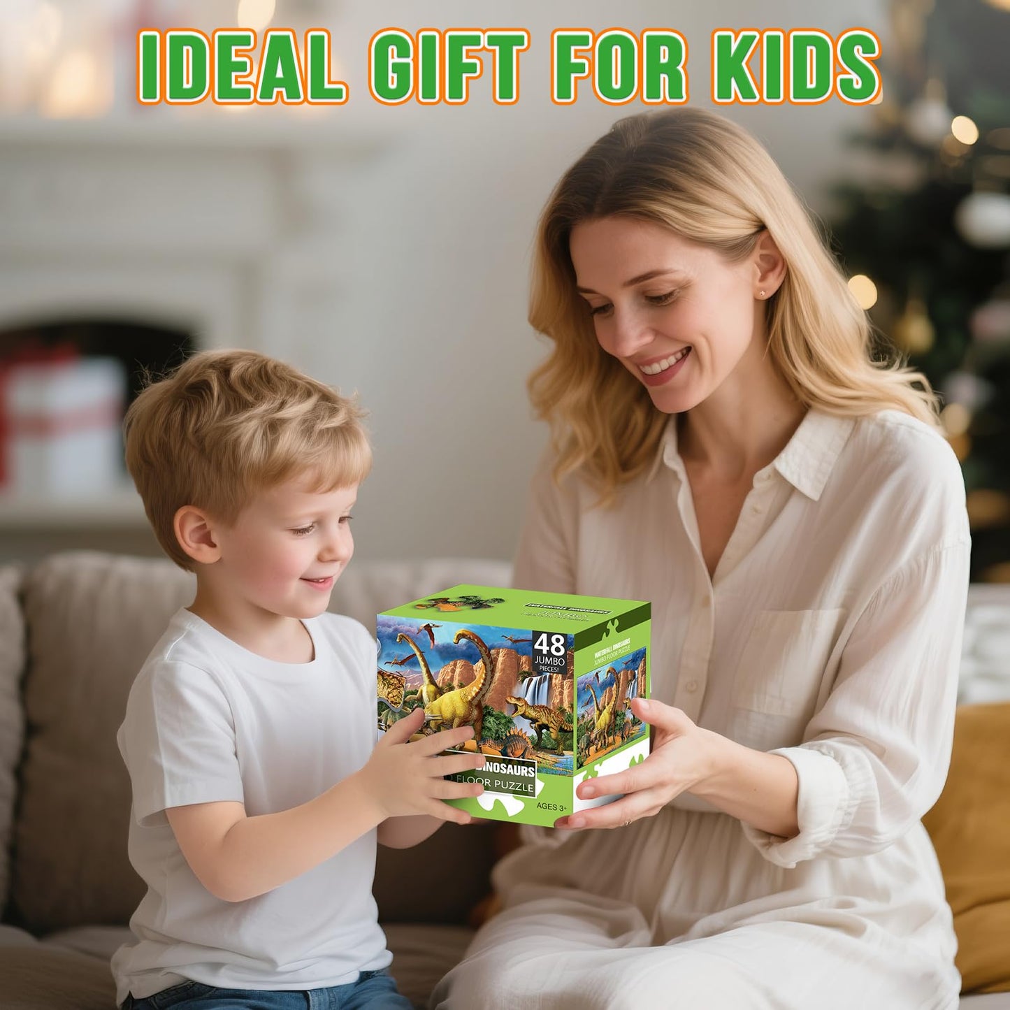 IFLOVE Jumbo Floor Puzzle – 48-Piece Waterfall Dinosaur for Preschool Learning