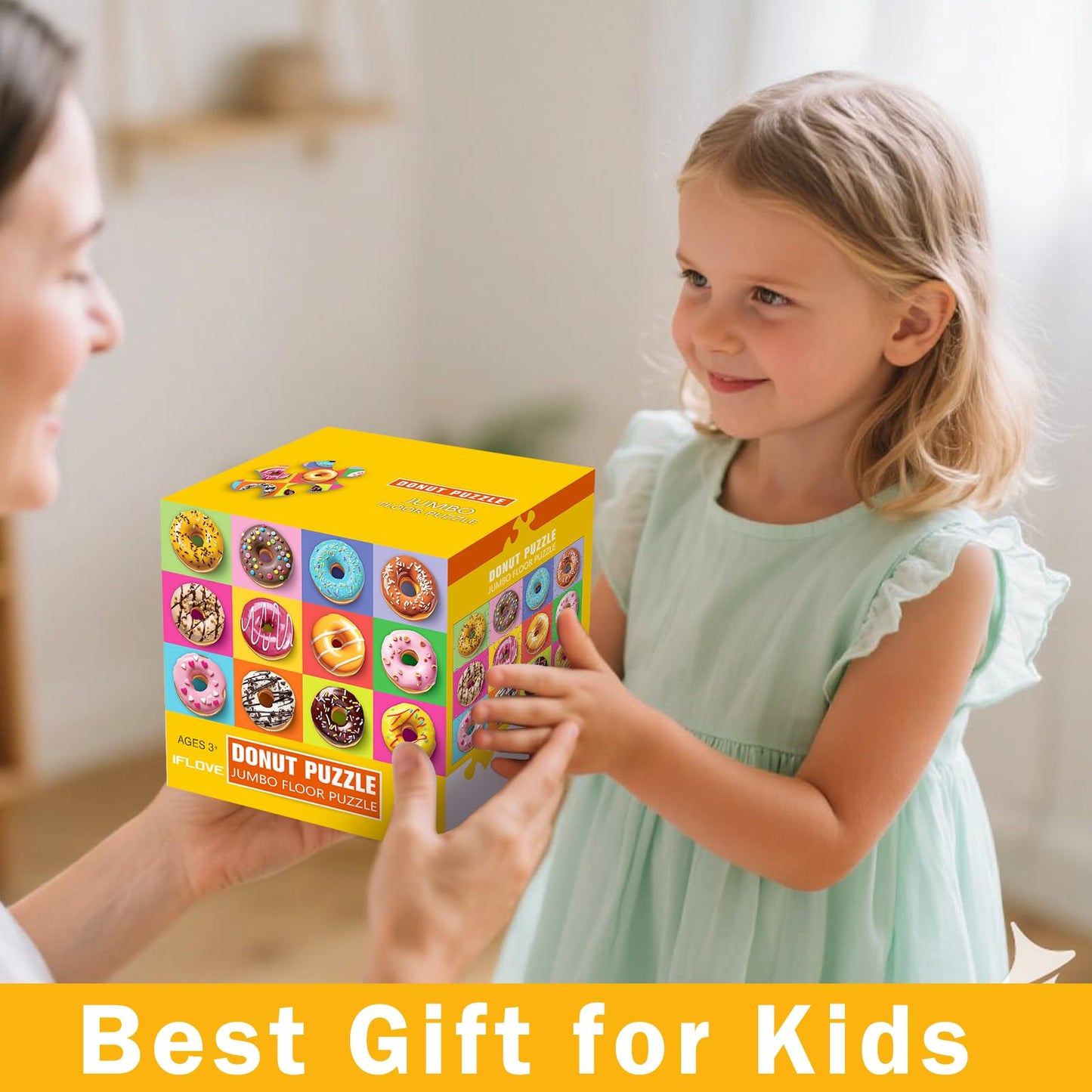 IFLOVE Jumbo Donut Puzzle — 48-Piece Colorful Floor Puzzle for Kids 3-5