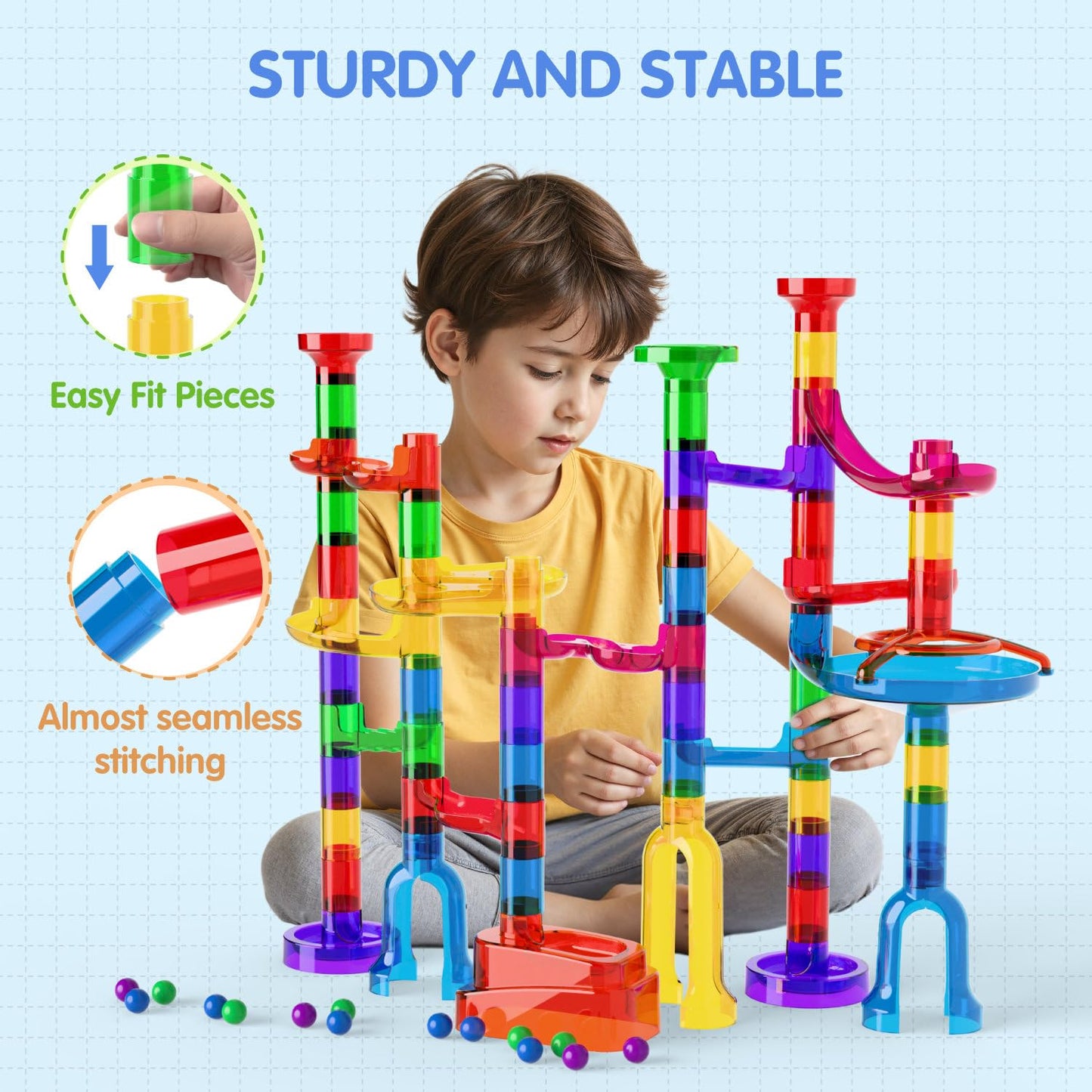 Ifollower Marble Run 109Pcs – STEM Building Toy for Kids 3-12