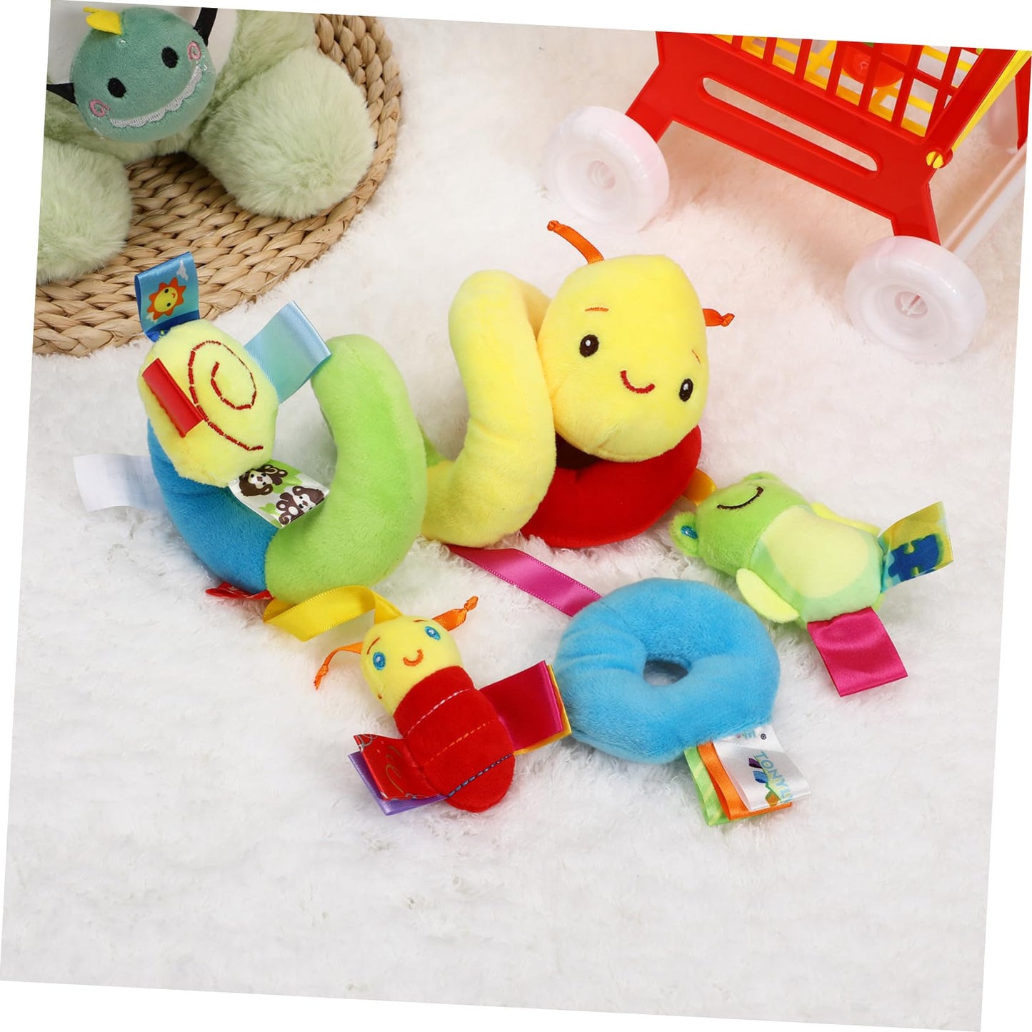 ifundom Car Seat Toys – Spiral Plush Rattle & Squeaker for Crib, Stroller & Car Seat