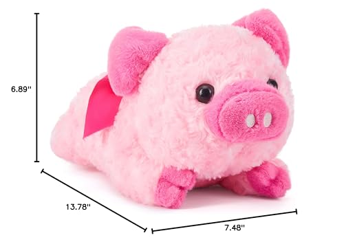 IKASA Pig Plush Toy with Bow - 13.7-Inch Cute Valentine Gift