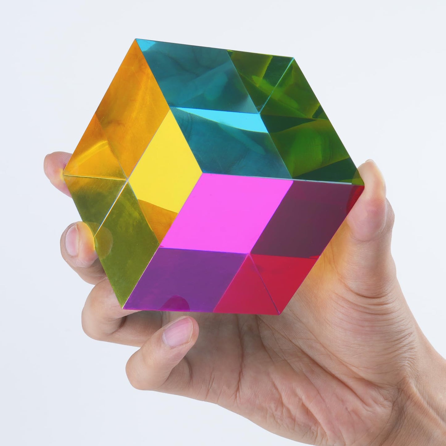 iKeelo Color Cube (80mm) with Stand – Mega Cube in Cyan, Magenta & Yellow