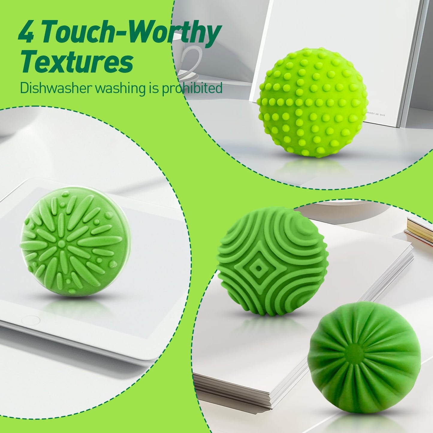 iKrto Magnetic Fidget Balls – 4-Pack Silicone Sensory Toys for Focus & Stress Relief