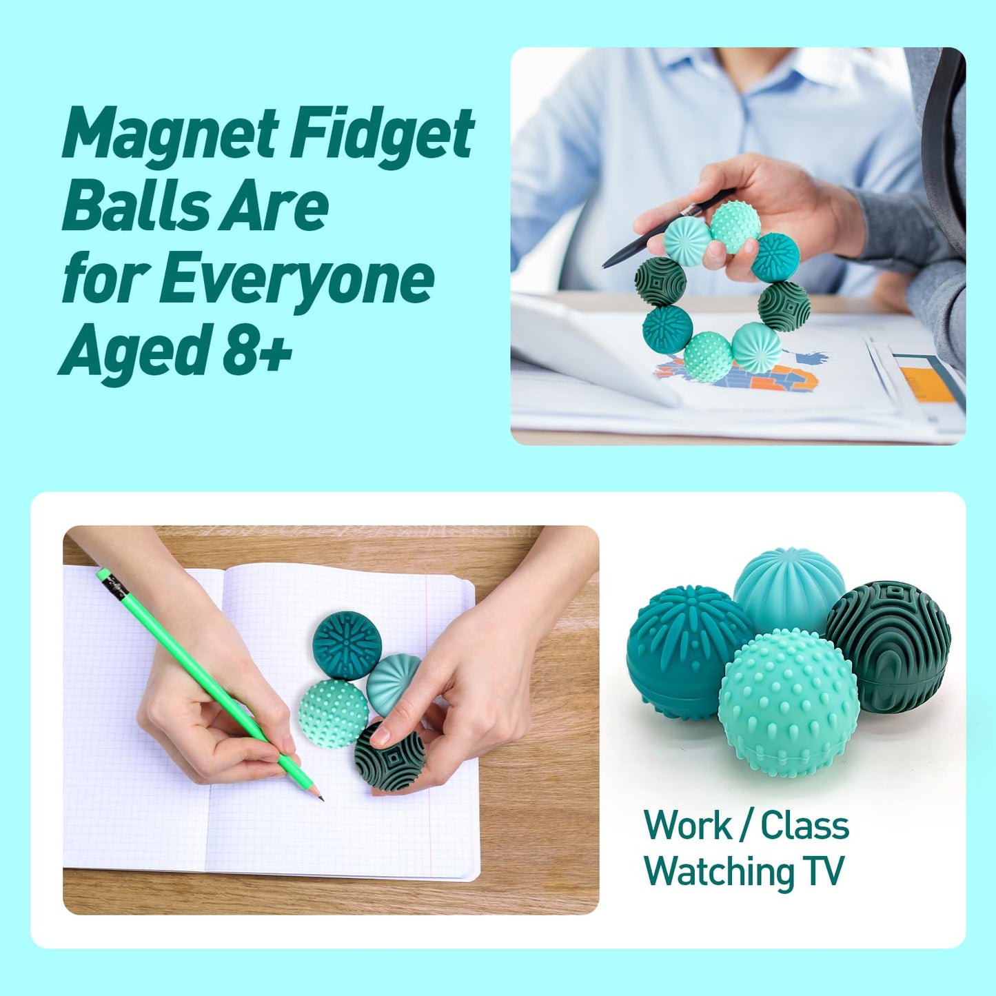 iKrto Magnetic Stress Balls – 8pcs Silicone Fidget Toy for Adults & Teens