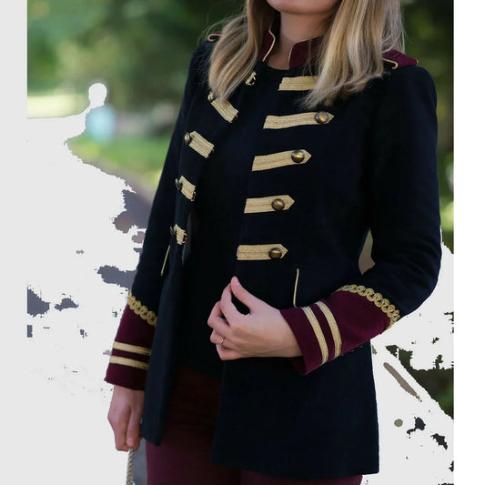 Black Military Ladies jacket Blazer Fashion Hussar Jacket Made to measure