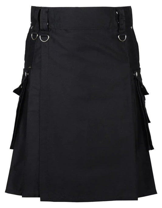Black Modern Kilt Utility Kilt Scottish Black Gothic Kilt Wedding & Fashion Kilts For Men