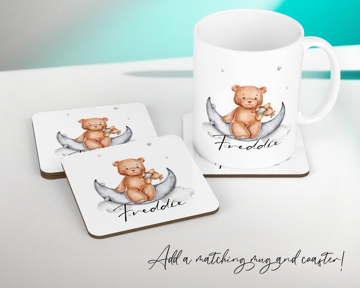 Personalised Moon Bear Cushion Magical Gift Printed Name Design New Baby Gift - Pillow Gift Girls Boys Bedroom Decor For Birthday Gift CS510