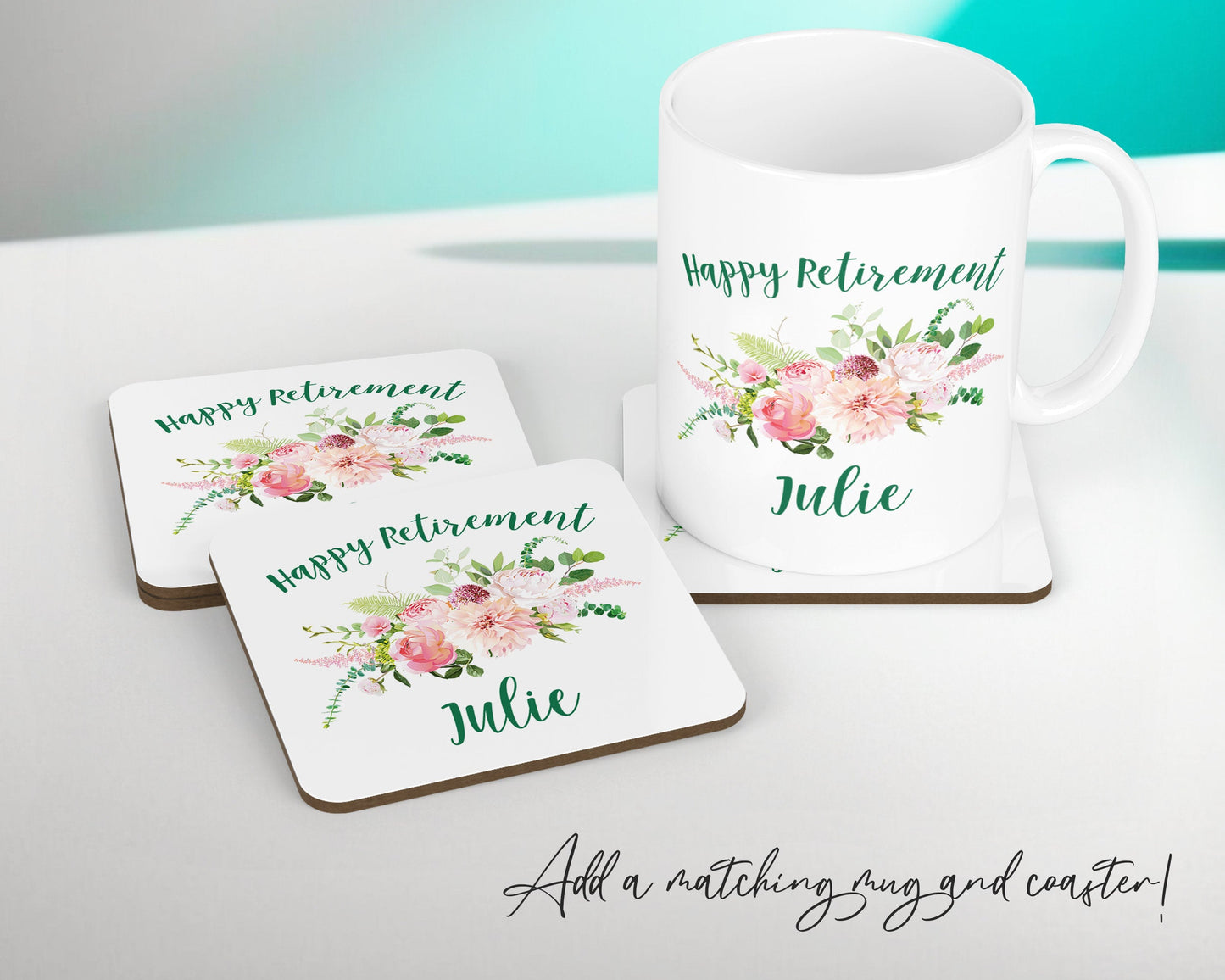 Personalised Happy Retirement Cushion Gift Flower Bouquet Printed Name Design - Pillow Gift For Retirement Present Decor Gift CS473