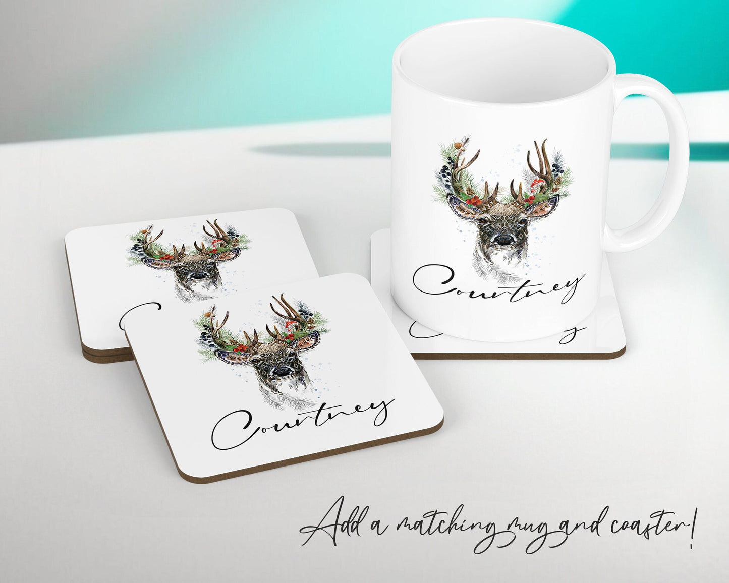 Personalised Deer Stag Cushion Gift Printed Name Design - Cushion Throw Pillow Gift For Him Her lounge Bedroom Christmas Cushion Gift CS506