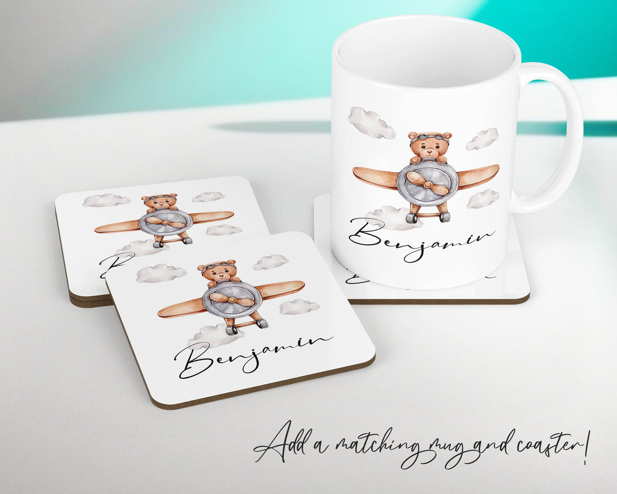 Personalised Plane Bear Cushion Magical Gift Printed Name Design Baby Gift - Pillow Gift Girls Boys Bedroom Decor For Birthday Gift CS509