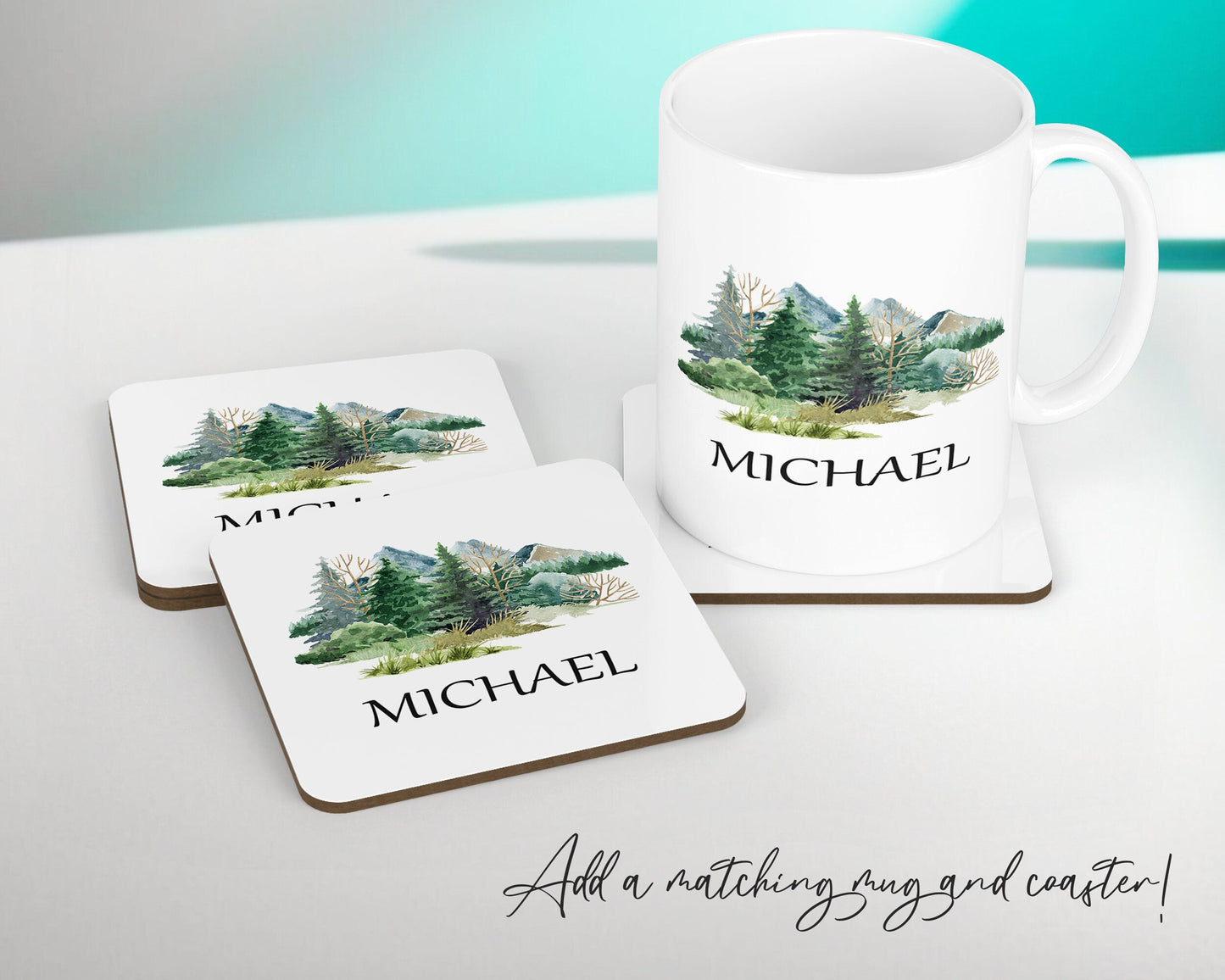 Personalised Tree Mountain Cushion Gift Printed Name Design - Cushion Throw Pillow Scenic Nature Gift For Sitting Room Bedroom Gift CS495