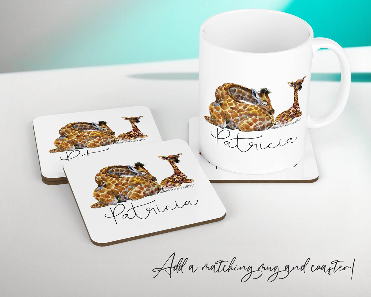 Personalised Giraffe Cushion Gift Printed Name Design - Cushion Throw Pillow Gift For Mum Dad Friend Bedroom Birthday Christmas Gift CS162