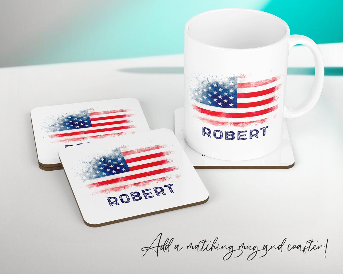 Personalised American Flag Cushion Gift Printed Name Watercolour Design Cushion Throw Pillow Gift For Him Her Christmas Gift CS365
