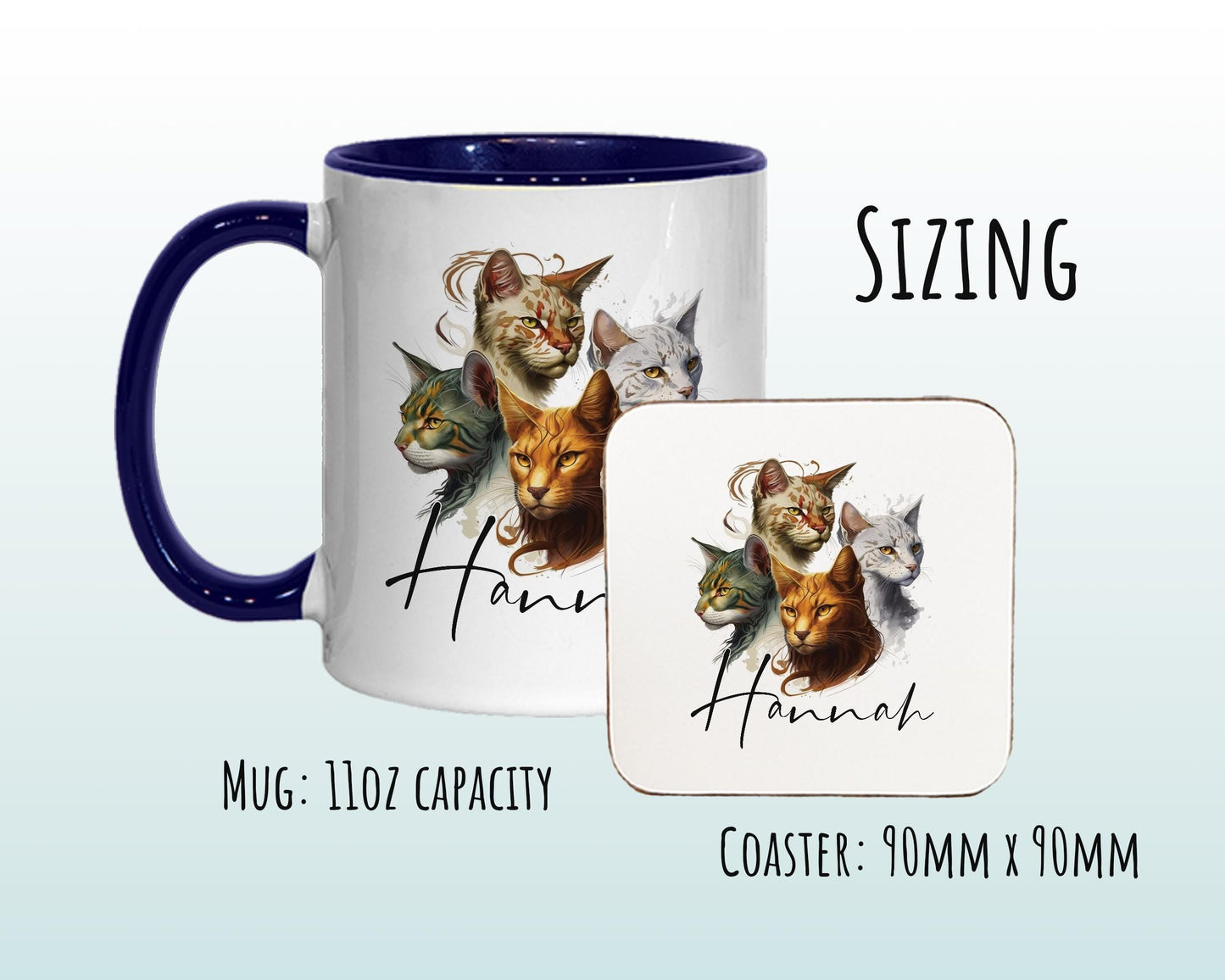 Cat Gift For Cat Lovers - Personalised Coffee Mug with Name - Cat Themed Gift for Cat Owner - Gift for Girls - Watercolour Warrior MGZ547