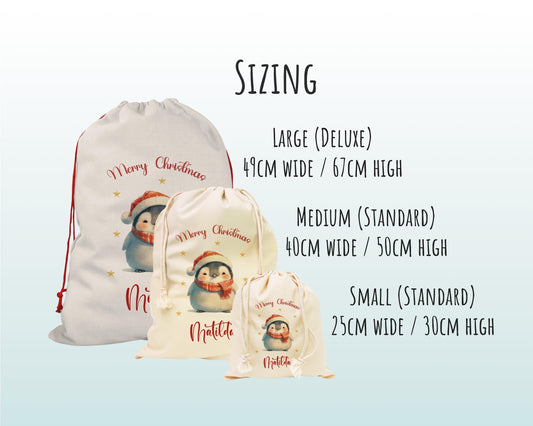 Personalized Penguin Christmas Sack – Cute Xmas Gift Bag XS033