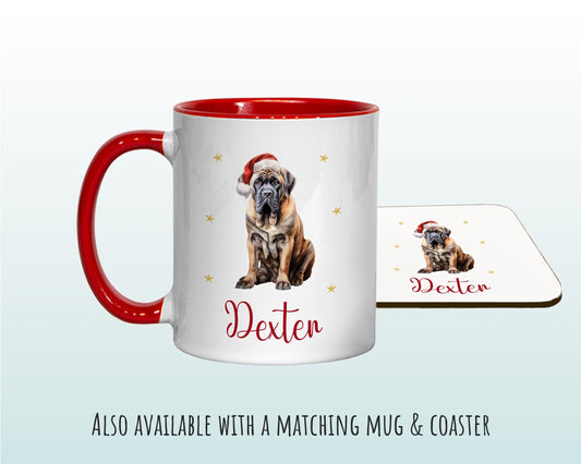 Personalised English Mastiff Large Christmas Sack - Red Drawstring Bag for Xmas Presents - Christmas Eve Bag Box Decoration for Dogs XS101