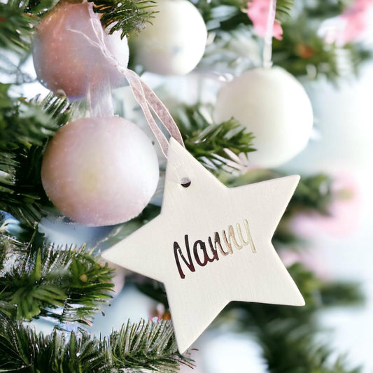 Personalised Name Ceramic Star Hanging Decoration