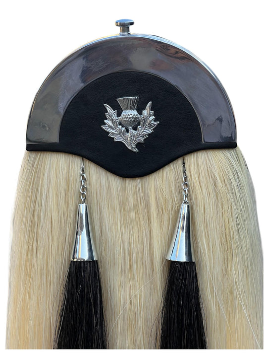 Scottish Highland Horse Hair Thistle Sporran Handmade Thistle Badge Sporran White Horse Hair Sporran Antique Sporran For Men's