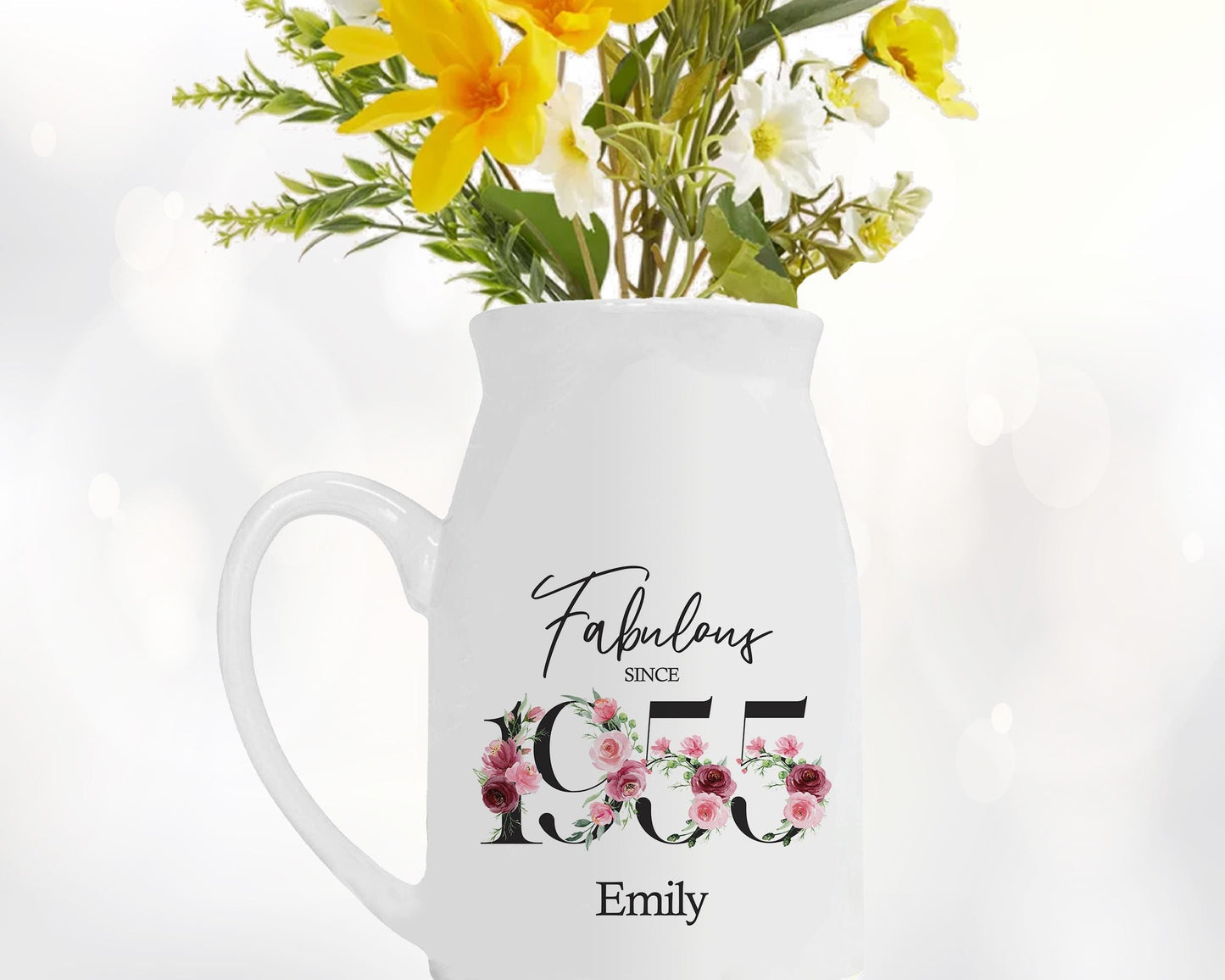 70th Birthday Gift for Women - Fabulous Since 1956 Small Personalised Flower Pot Vase 70 Gift for Her Ladies Floral Design Nan Gran BNC70