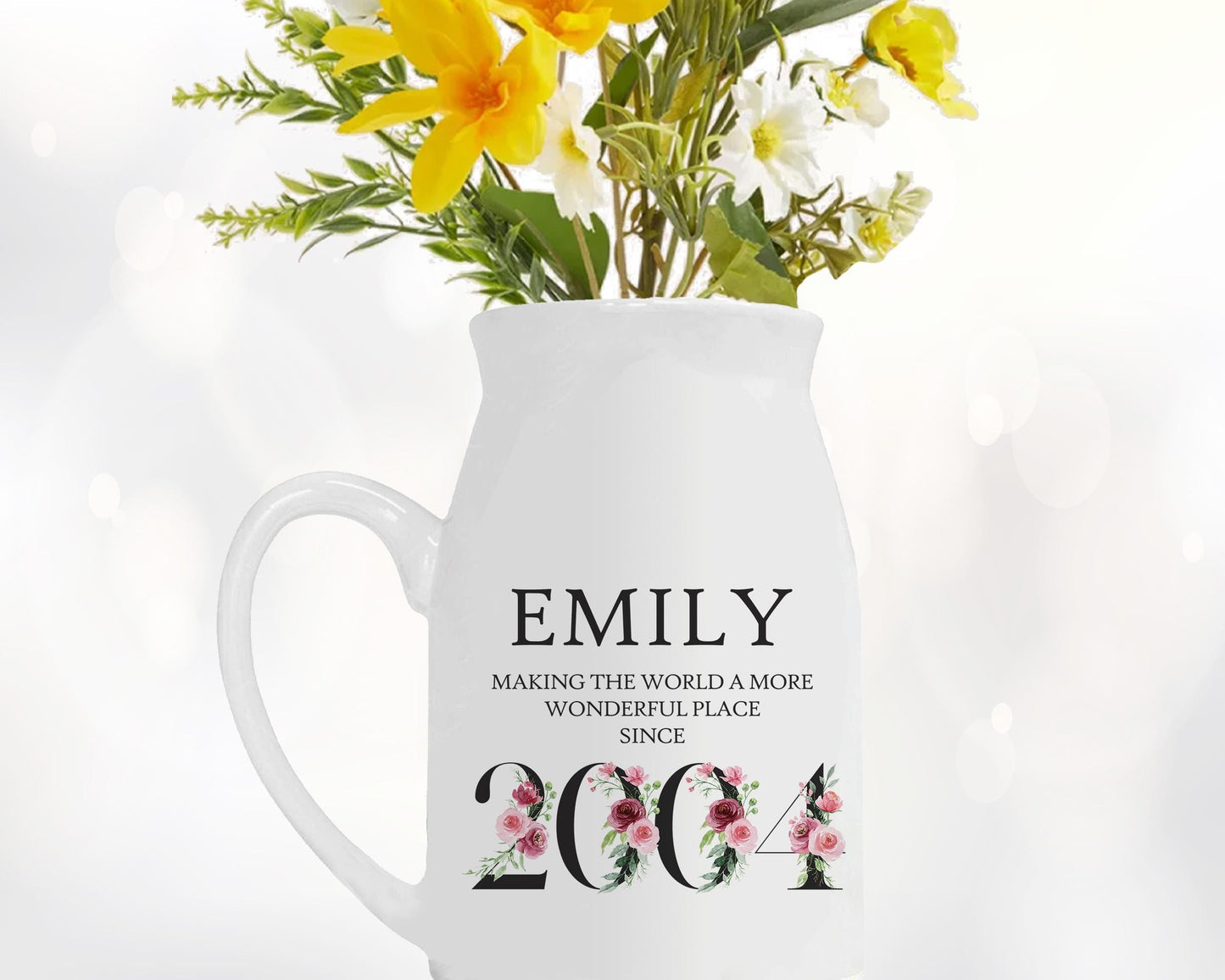 21st Birthday Gift for Her - Wonderful since 2005 Small Personalised Flower Pot Vase 21 Gift for Women Floral Design Daughter Sister BND21