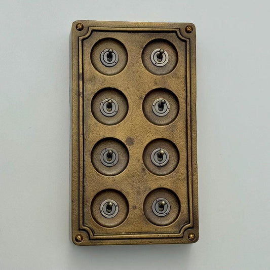8 Gang 2 Way Bronze Solid Cast Metal Conduit Light Switch Industrial