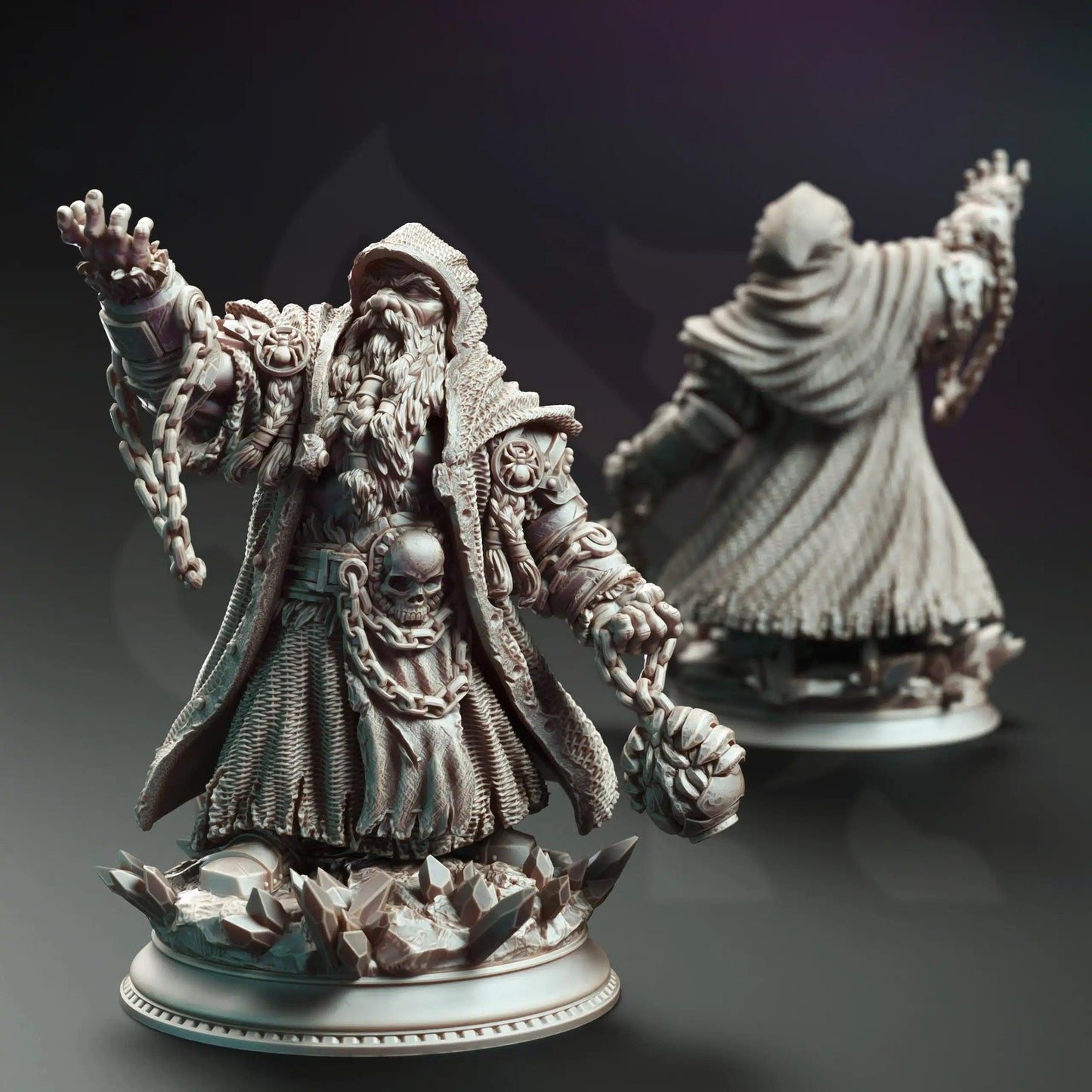 Dorgrid Darnane Dark Dwarf Rune Sorcerer - 3D Printed Sorcerer Character Miniature
