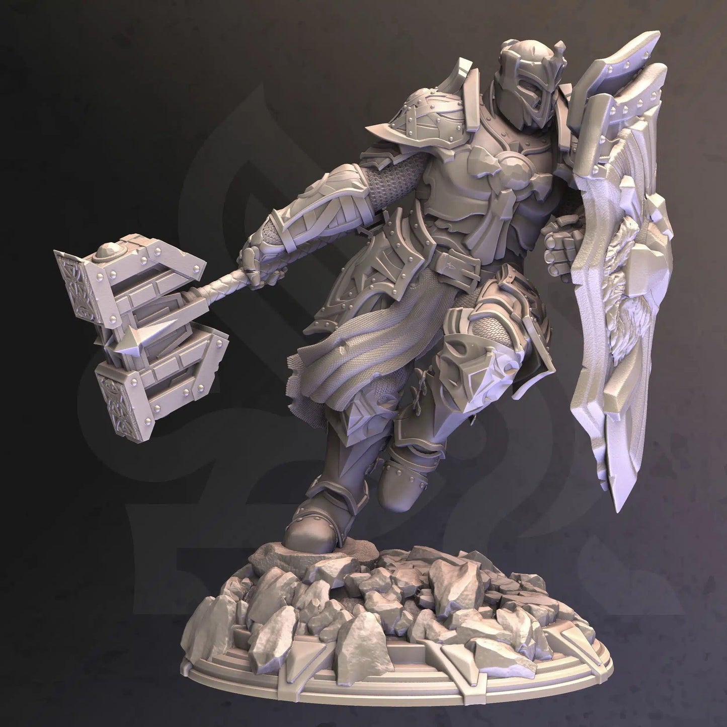 Cardioth Holy Paladin - 3D Printed Paladin Character Miniature