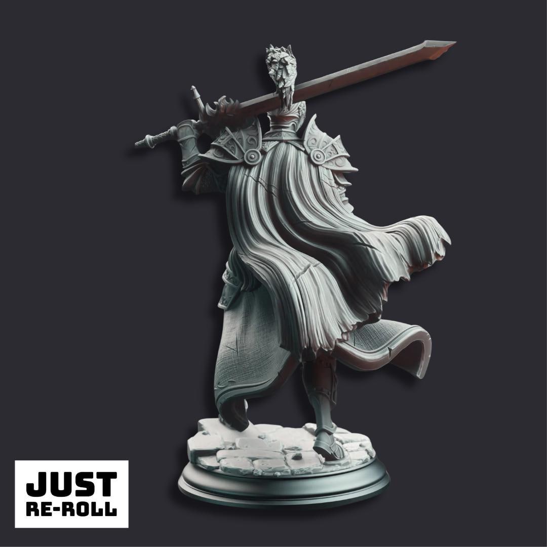 Lothar the Black - Knight of the Dusk - 3D Printed Paladin Character Miniature