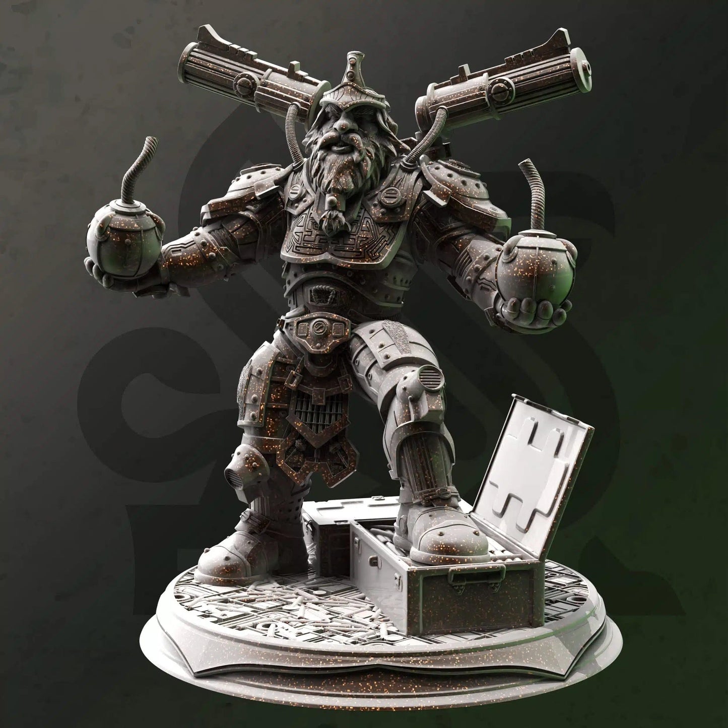Duktuk – Dwarven Grenadier - 3D Printed Artificer Character Miniature