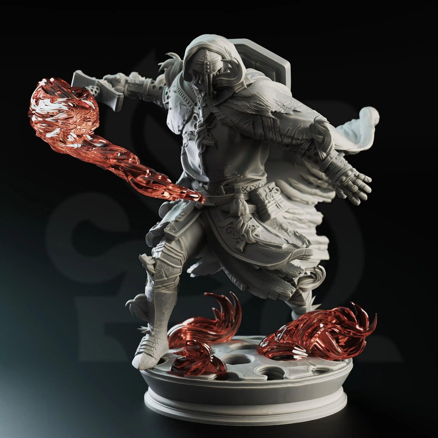 Embernos – Fire Elemi Crusader - 3D Printed Paladin Character Miniature
