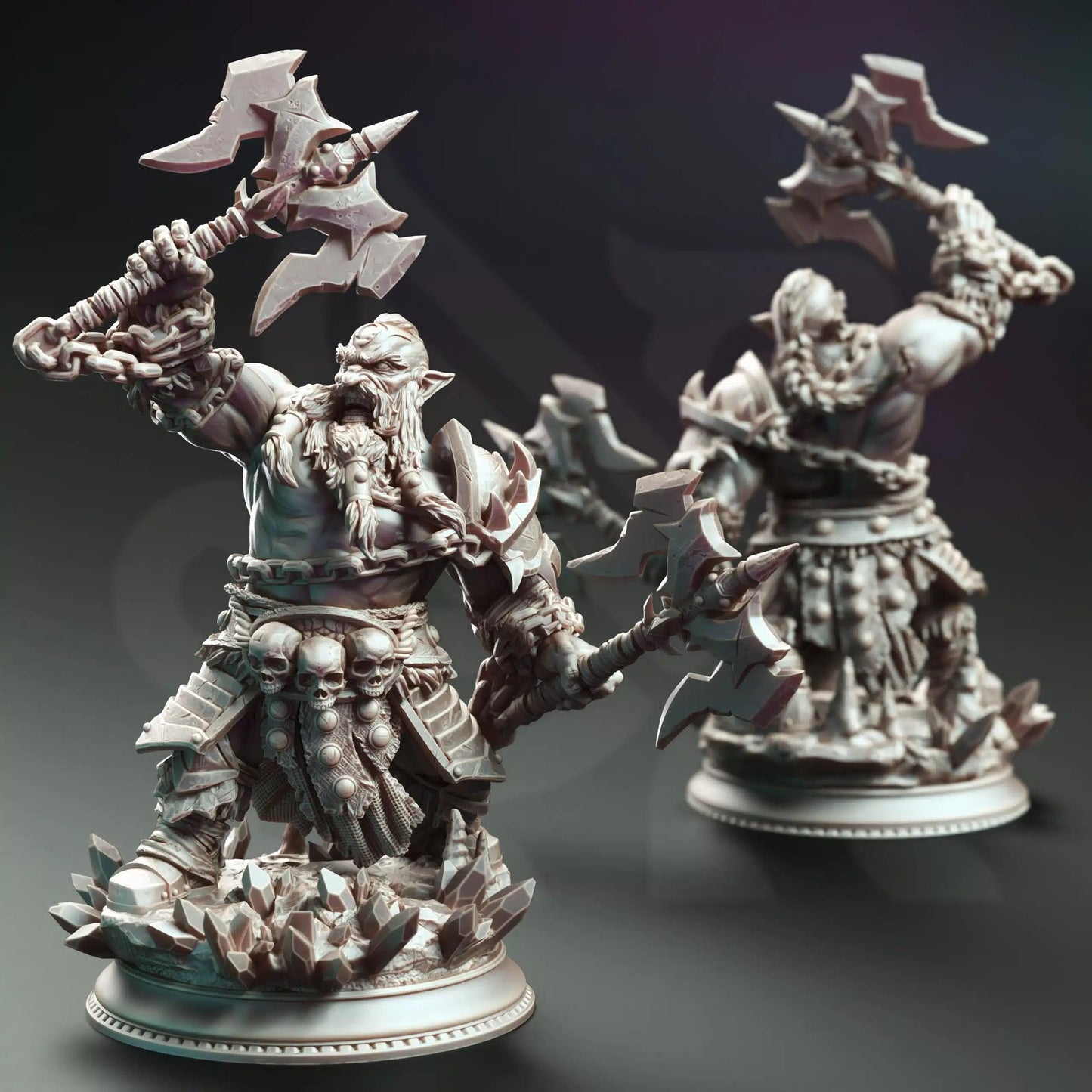 Korthart the Hateful Heart Dark Dwarf Berserker - 3D Printed Barbarian Character Miniature