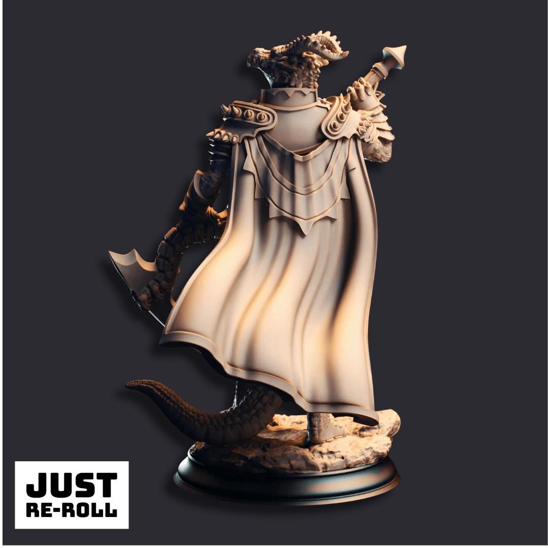 Ilvias the Reaper Silver Dragonkin Warlock - 3D Printed Warlock Character Miniature