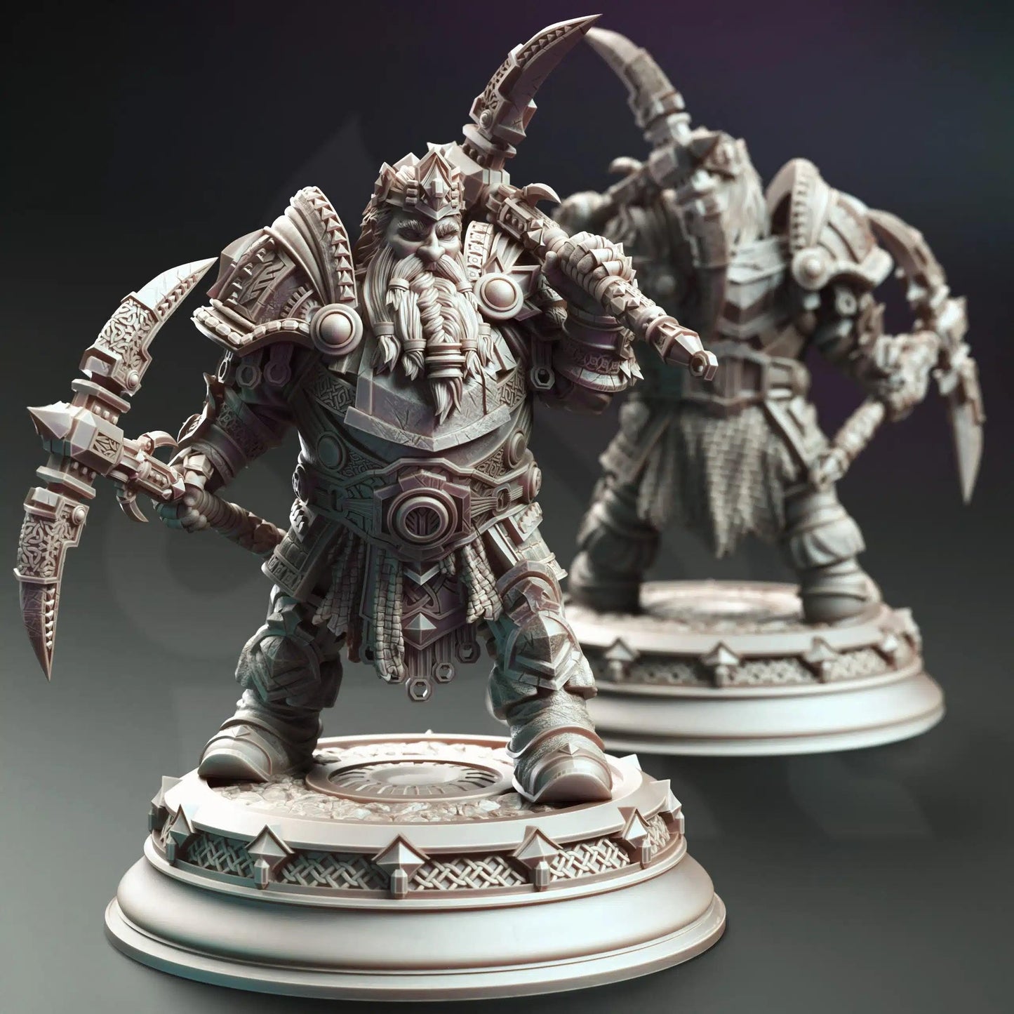 Gordrain Stonehand Dwarven General - 3D Printed Fighter Character Miniature