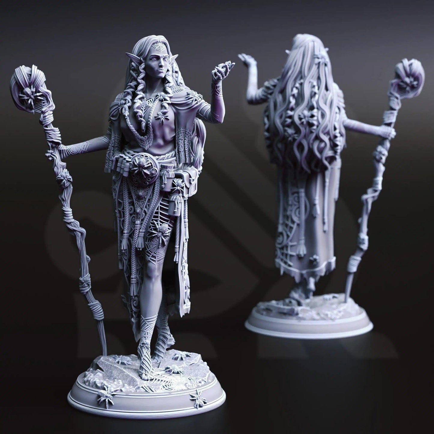 Irinia Drow Spidermancer - 3D Printed Druid Character Miniature