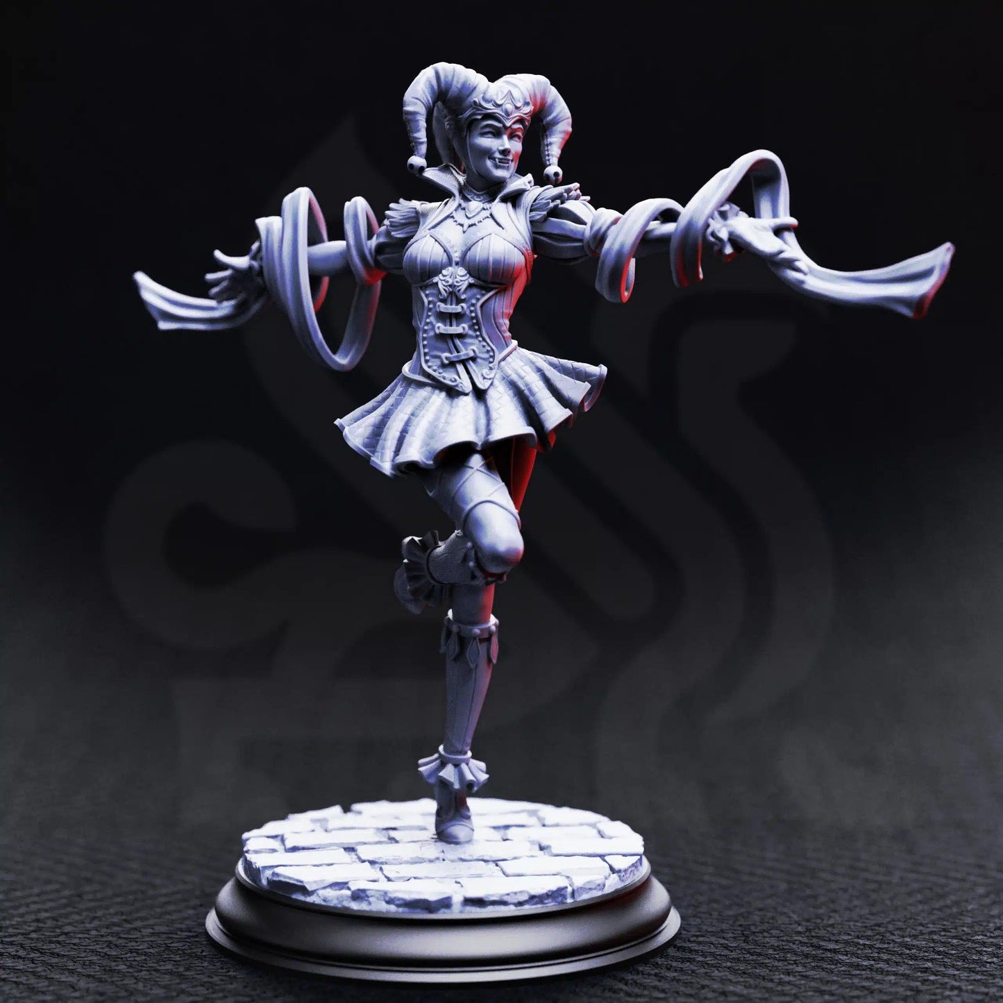 Sanguine – Gleeful Vampire Jester - 3D Printed Bard Character Miniature