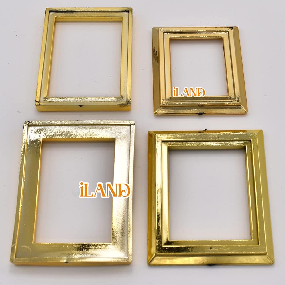 iLAND 1:12 Scale Dollhouse Frames with Printed Paintings – 4 Bright Golden Frames